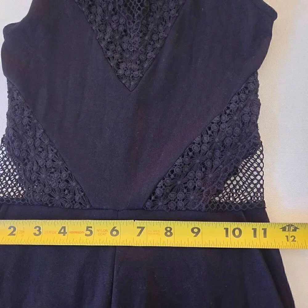 French Connection Womens Lace Trim V-Neck Sleeveless Jumpsuit Black Size 0